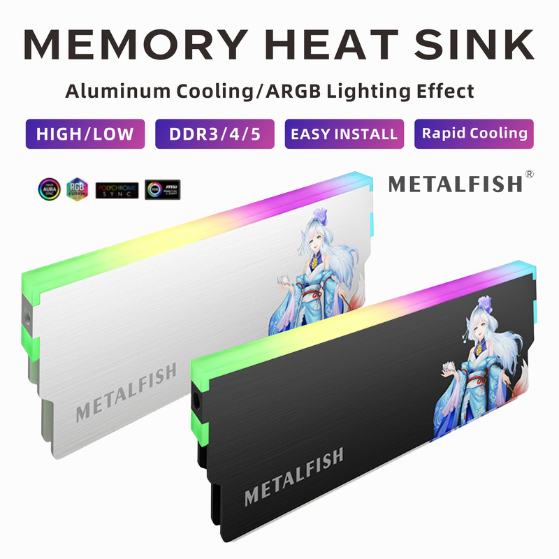 Ddr4 8Gb - METALFISH DRAM ヒートシンク 5V-3PIN ARGB DDR3