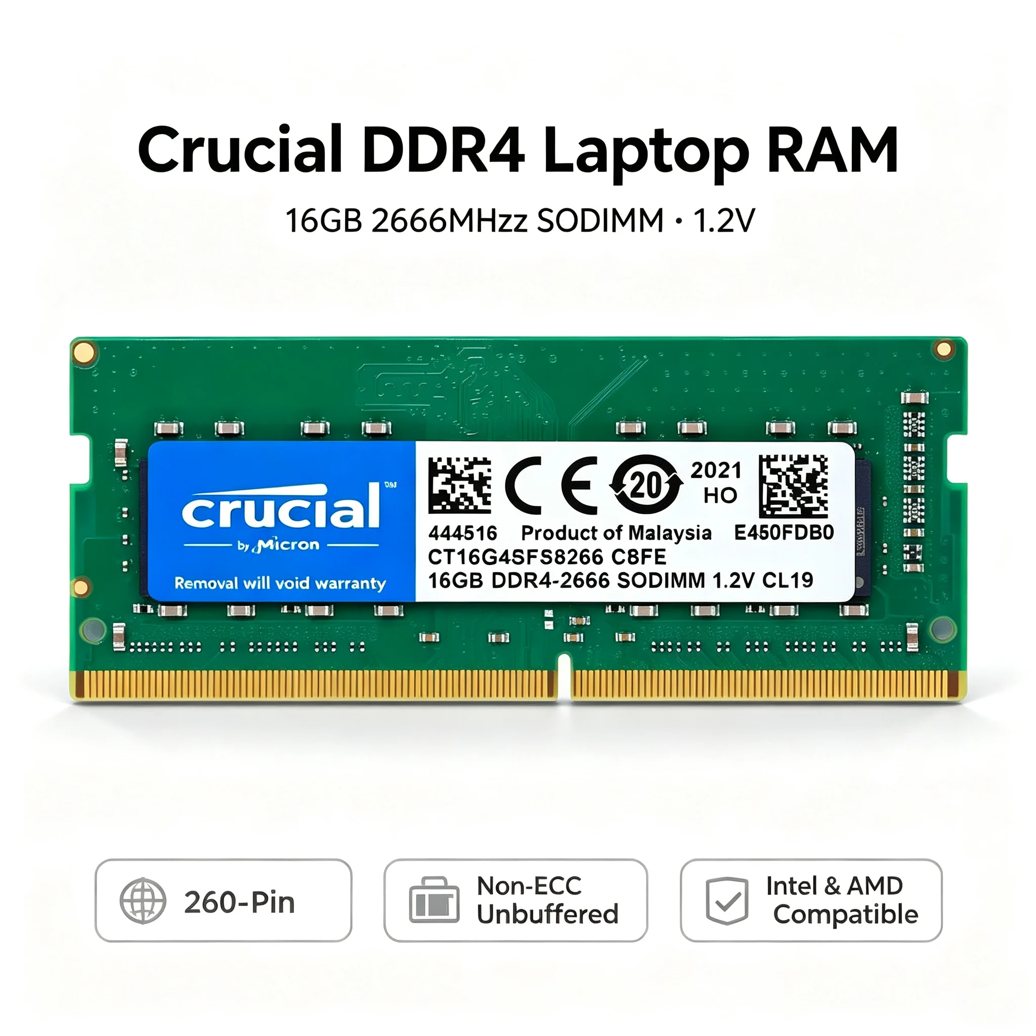 Crucial DDR4ノートパソコン用RAM 16GB 2 - Sodimm Ddr4 のレビューと価格